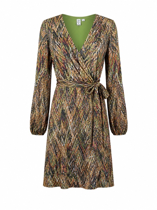 Emma & Michele Dresses & Skirts - Emma & Michele Geometric Print Faux Wrap Dress Long Sleeve Size Small